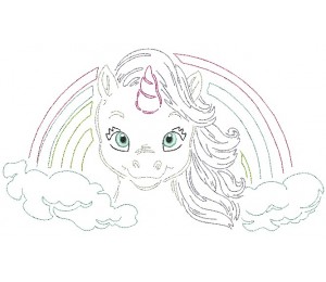 Stickdatei - Baby Unicorn LineArt 7